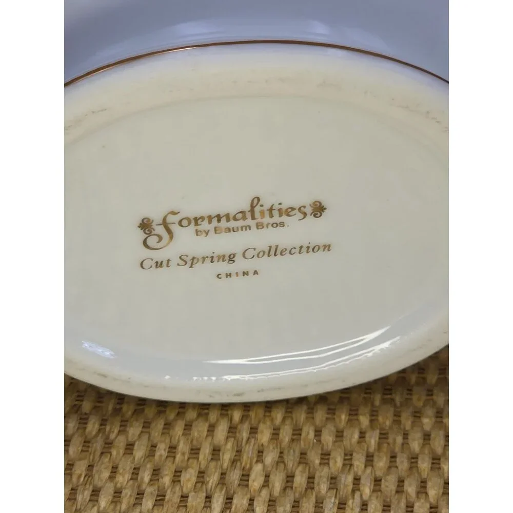 Baum Bros Porcelain Toothbrush Holder‎ & Soap Dish Floral Design Bathroom Decor